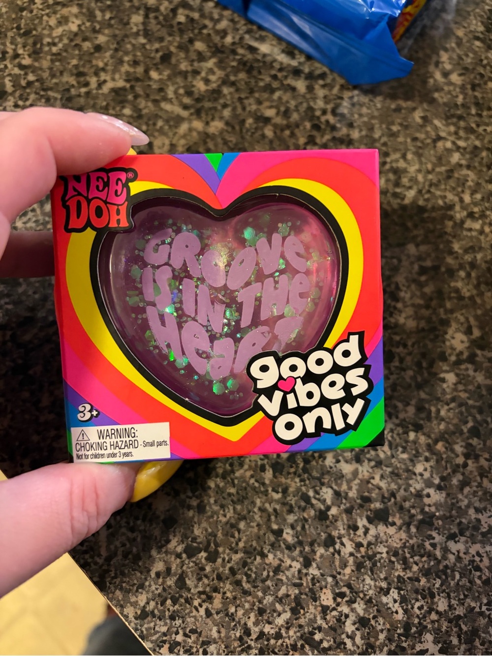 Nee Doh Kids Toy Stress Ball - Pink Heart "Good Vibes Only"
